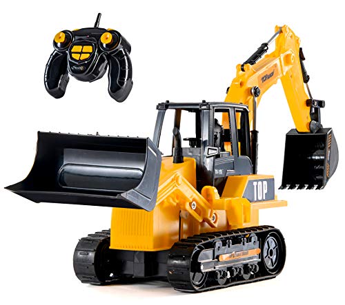 8 Channel Full Functional RC Excavator Backhoe Loader Battery Powered Electric RC Remote Control Construction Tractor With Lights & Sound TR-119 - Detailed Work Vehicle Toy