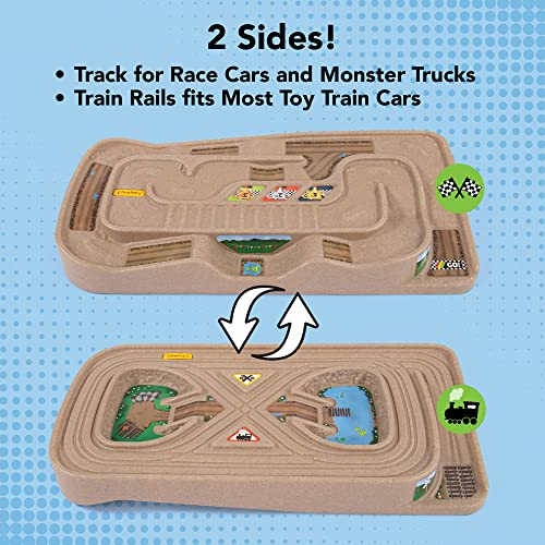 Portable Carry And Go Kids Race Track Toy Car Train Table 2-Sided No Assembly For Children 3 4 5 6 7 Years Old Boys Girls Made In USA - Interactive Racing Play Set
