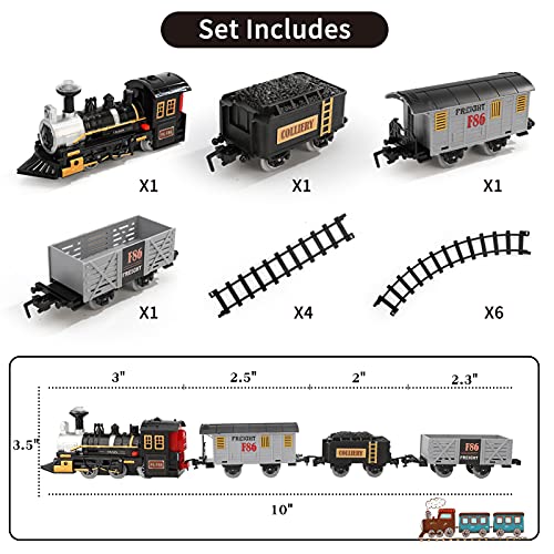 Electric Christmas Train Set For Kids Battery-Powered Train Toys With Sounds Include 4 Cars And 10 Tracks Classic Toy Train Set For 3 4 5 6 Years Old Boys Girls - Train Adventure Collection