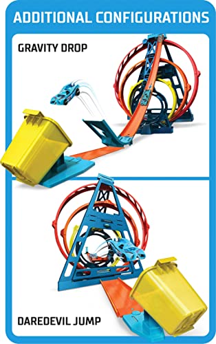 Track Builder Unlimited Triple Loop Kit Collapsible 3-Loop Gift Set For Kids 6 To 12 Years Old & One 1:64 Scale Hot Wheels Vehicle With Connection Points Amazon Exclusive - Interactive Racing Play Set