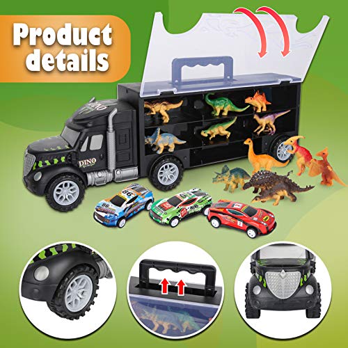 Dinosaur Toys For Kids 3-5 Dinosaur Truck Carrier Transport Truck Dinosaurs Toys For Boys And Girls 3 4 5 6 Years Old With Dino Eggs 23 Pcs Kids Toys Dinosaur - Interactive Racing Play Set
