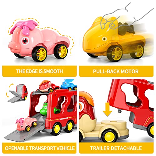 New Dinosaur Truck Toys For Kids 3-5 Years Cars Toys For Toddler 1-3 6 In 1 Jurassic Dinosaurs Trucks Toys Semi Truck Toy Car For Boys And Girls Age 2-3 well-suited Gift For Baby & Toddler Toys - Interactive Racing Play Set