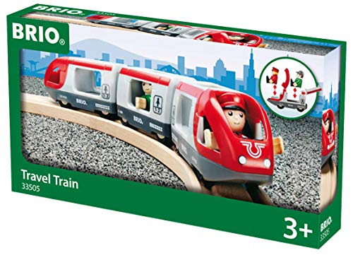 RIO World 33505 – Travel Train – 5 Piece Wooden Toy Train Set For Kids Age 3 And Up - Train Adventure Collection