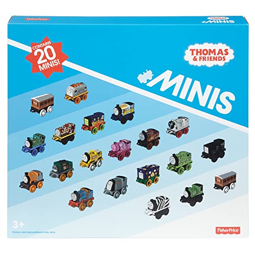 Budget MINIS Toy Train Pack Set Of 20 Miniature Push-Along Engines And Railway Vehicles For Preschool Pretend Play - Train Adventure Collection