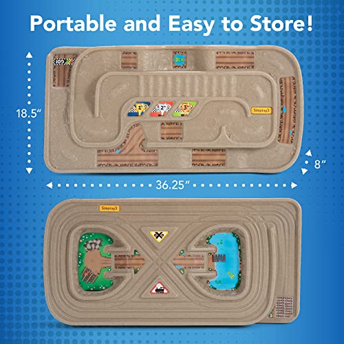 Portable Carry And Go Kids Race Track Toy Car Train Table 2-Sided No Assembly For Children 3 4 5 6 7 Years Old Boys Girls Made In USA - Interactive Racing Play Set