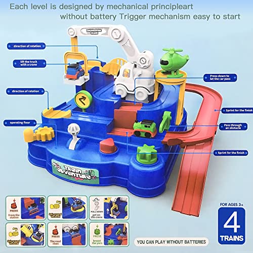 New Toddler Race Track Kids Boy Car Toys Age 3 4 Year Old Boys Girls Preschool Puzzle Rail Car Adventure City Rescue Game Parking Garage Playset Birthday Educational Gifts For Kids Ages 3 4 5 6 Years Old - Interactive Racing Play Set