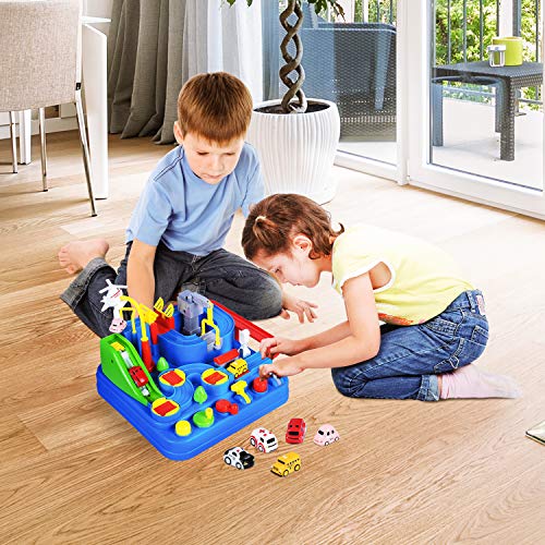 Car Adventure Toys For Kids City Rescue Playsets Magnet Toys W/ 5 Mini Cars Puzzle Rail Car Preschool Educational Car Games Gift For 3 4 5 6 7 Year Old Boys Girls - Interactive Racing Play Set