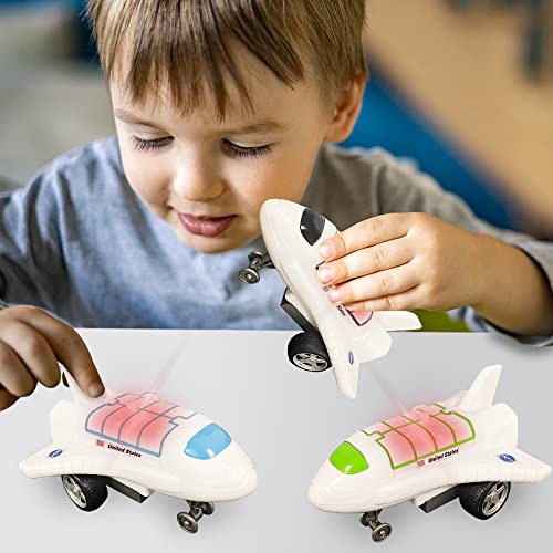 New Light Up Space Shuttle Toys Battery Operated Spaceship Toy With LEDs Sound And Push And Go Motion NASA Toys Outer Space Shuttle Toy Gifts For Boys And Girls Set Of 3 - Rocket Adventure Collection