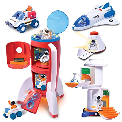 Stro Venture Deluxe Space Playset Toy – Space Shuttle Space Station & Capsule Space Rover & Rocket W/Lights And Sound – Space Toys For Boys And Girls - Rocket Adventure Collection