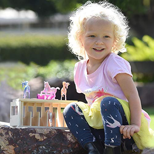 Top 10 Horses Unicorn Magic Wooden Stable Playset With 6 Unicorns 6 Piece Playset 6 Stablemates Unicorns Included 6 H X 9 L X 2.5 D 1:32 Scale Model 59218 Multicolo - Detailed Work Vehicle Toy