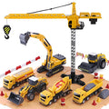 Promo Construction Site Vehicles Toy Set Kids Engineering Playset Tractor Digger Crane Dump Trucks Excavator Cement Steamroller Birthday Gift For 3 4 5 Year Old Toddlers Boys Child - Detailed Work Vehicle Toy
