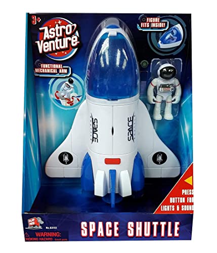 Stro Venture Space Shuttle Toy – Plastic Spaceship For Kids With Lights And Sound – Astronaut Figure Openable Cockpit And Compartment Extended Arm – Fun Space Gift Toys For Any Mission & Adventure - Rocket Adventure Collection