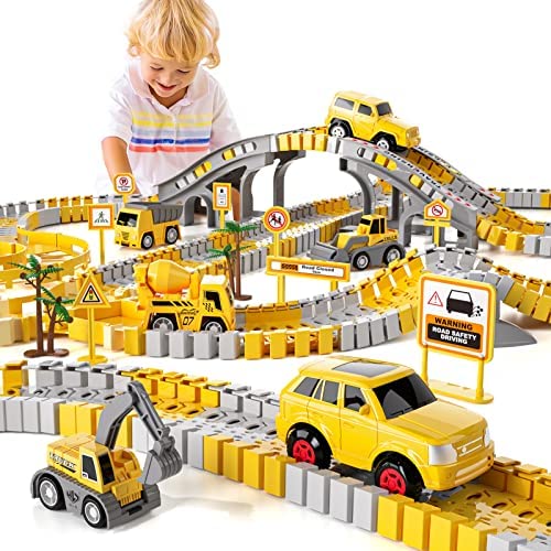 Wholesale IHaHa 236 PCS Construction Toys Race Tracks For Boys Kids Toys 6 PCS Construction Car And Flexible Track Playset Create A Engineering Road For 3 4 5 6 Year Old Boys Girls Toys - Interactive Racing Play Set