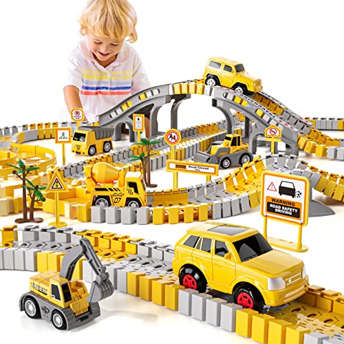 Wholesale IHaHa 236 PCS Construction Toys Race Tracks For Boys Kids Toys 6 PCS Construction Car And Flexible Track Playset Create A Engineering Road For 3 4 5 6 Year Old Boys Girls Toys - Interactive Racing Play Set