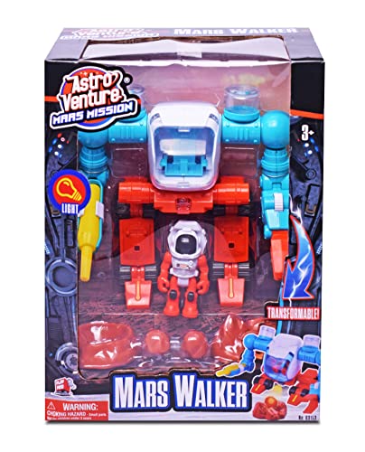 Stro Venture Mars Walker Mars Mission Space Toy Transformable Explorer Robot With Light Astronaut Figure And Accessories Transform From Walking To Driving Mode - Rocket Adventure Collection