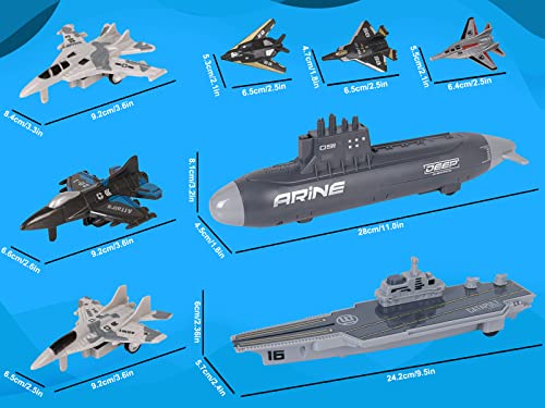 Aircraft Carrier Military Naval Ship Toy Play Set With Small Scale Model Planes Fighter Jets Battleship And Supply Ship For Kids Boy Girl Age 5+ Party Favors Gifts Naval Ship-02 - Underwater Exploration Collection