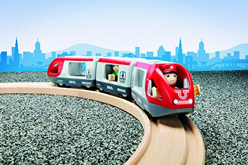 RIO World 33505 – Travel Train – 5 Piece Wooden Toy Train Set For Kids Age 3 And Up - Train Adventure Collection