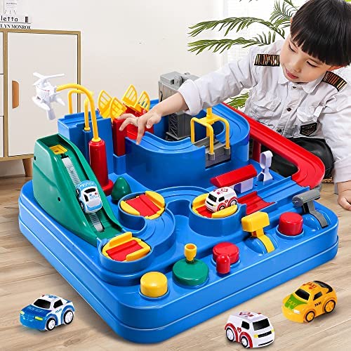 Kids Race Track Toys For Boy Car Adventure Toy For 3 4 5 6 7 Years Old Boys Girls Puzzle Rail Car City Rescue Playsets Magnet Toys W/ 3 Mini Cars Preschool Educational Car Games Gift Toys - Interactive Racing Play Set