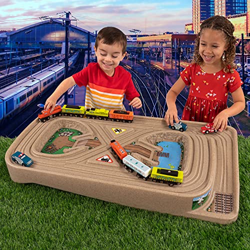 Portable Carry And Go Kids Race Track Toy Car Train Table 2-Sided No Assembly For Children 3 4 5 6 7 Years Old Boys Girls Made In USA - Interactive Racing Play Set