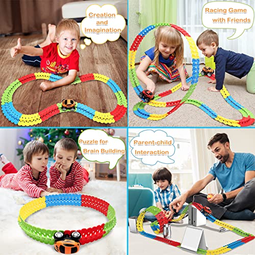 Toys For 3 Year Old Boys,Kids Toys For Boys Girls Age 3-5,184 PCS Toddler Toys Race Car Track Set With Flexible Track Create A Road Race,DIY Magic Car Toys For 3 4 5 Year Old Christmas Birthday Gifts Red Green Yellow - Interactive Racing Play Set