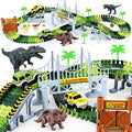 Deals Dinosaur Toys-187 Pcs Create A Dinosaur World Road Race Flexible Track Playset 4 Dinosaurs-2 Race Cars For 3 4 5 6 Years Up Old Boys Girls well-suited Gift - Interactive Racing Play Set
