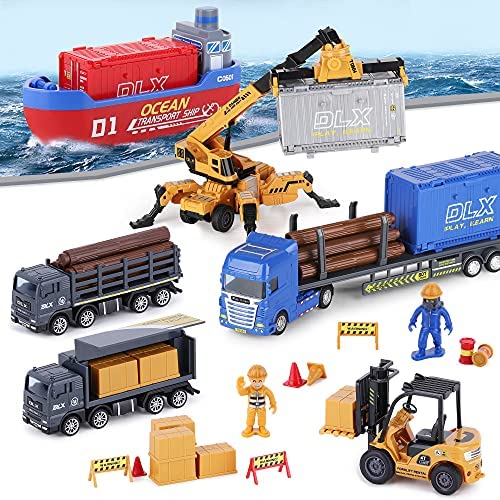 Promo Construction Site Vehicles Toy Set Kids Engineering Playset Tractor Digger Crane Dump Trucks Excavator Cement Steamroller Birthday Gift For 3 4 5 Year Old Toddlers Boys Child - Detailed Work Vehicle Toy