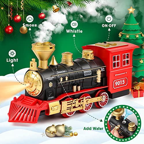 Cheap Train Set – Train Toy For Boys Girls W/ Smokes Lights & Sound Railway Kits W/ Steam Locomotive Engine Cargo Cars & Tracks Christmas Gifts For 3 4 5 6 7 8+ Year Old Kids Red - Train Adventure Collection