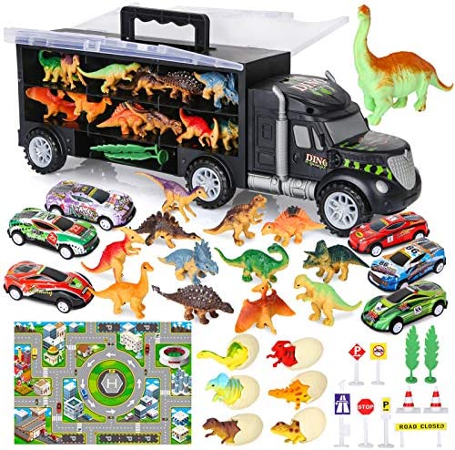 Dinosaur Toys For Kids 3-5 Dinosaur Truck Carrier Transport Truck Dinosaurs Toys For Boys And Girls 3 4 5 6 Years Old With Dino Eggs 23 Pcs Kids Toys Dinosaur - Interactive Racing Play Set