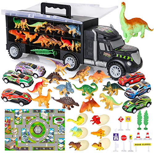Dinosaur Toys For Kids 3-5 Dinosaur Truck Carrier Transport Truck Dinosaurs Toys For Boys And Girls 3 4 5 6 Years Old With Dino Eggs 23 Pcs Kids Toys Dinosaur - Interactive Racing Play Set