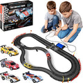 Slot Car Race Track Sets – Battery Or Electric Race Car Track With 4 Cars Dual Electric Race Track W/ 2 Remotes Lap Counter & Lights For Girls & Boys Age 8-12 - Interactive Racing Play Set