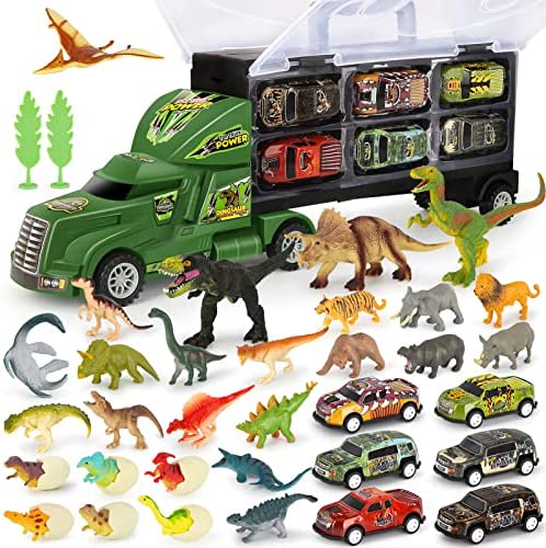Dinosaur Toys For Kids 3-5 Dinosaur Truck Carrier Transport Truck Dinosaurs Toys For Boys And Girls 3 4 5 6 Years Old With Dino Eggs 23 Pcs Kids Toys Dinosaur - Interactive Racing Play Set