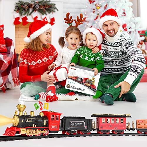 Cheap Train Set – Train Toy For Boys Girls W/ Smokes Lights & Sound Railway Kits W/ Steam Locomotive Engine Cargo Cars & Tracks Christmas Gifts For 3 4 5 6 7 8+ Year Old Kids Red - Train Adventure Collection